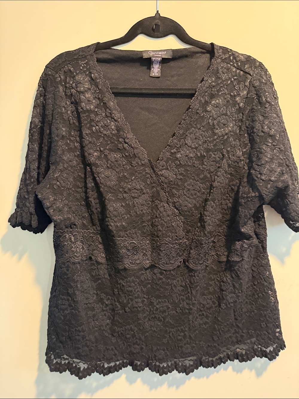 Context  Black Lace V-Neck Women's Top